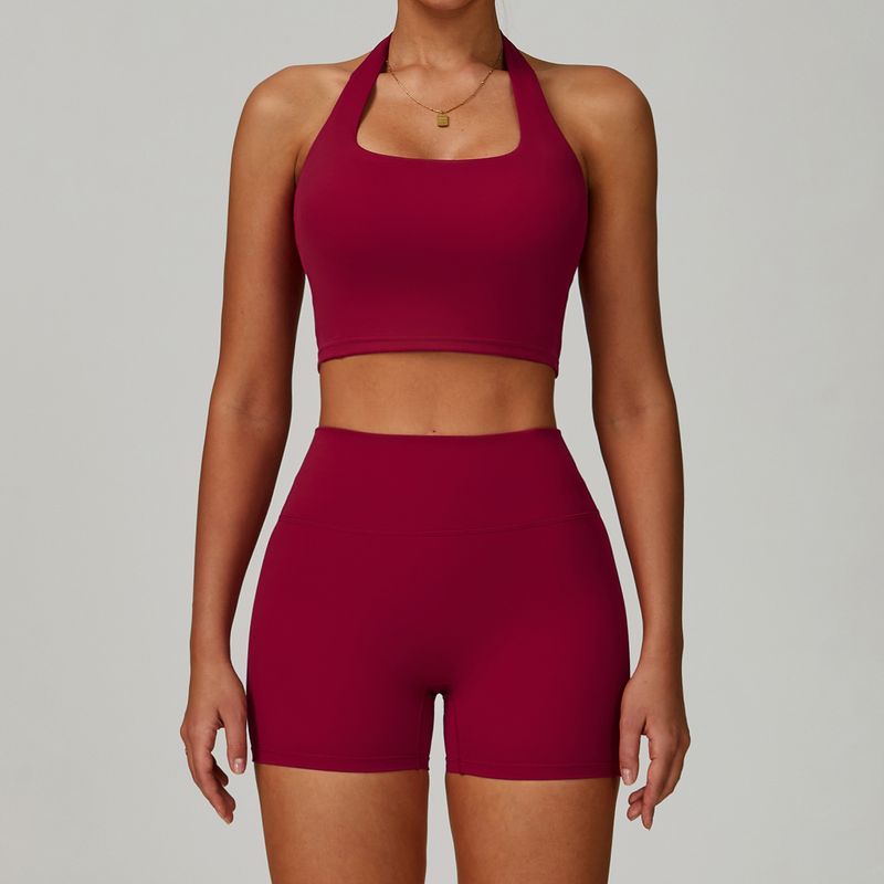 

Guangzhou Zechuang Clothing Co., Ltd. Zechuang Nude Feel Yoga Clothes Women s Fall and Winter Long-Sleeve Zipper Workout Clothes Suit 6116 bra +9300 shorts-Rose Red XL