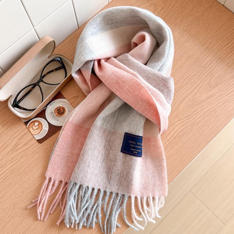 100% Wolle Karierter Schal Herren Damen Paar Warm Kaschmir-Mischung Karriert Winter Halswärmer