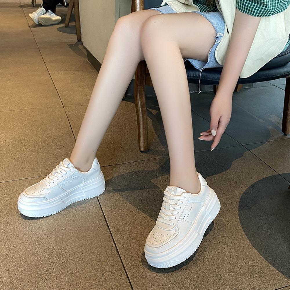New White U Leather Women's Casual Woman Vulcanize Sneakers Breathable Sport Walking Platform Flats Running Shoes
