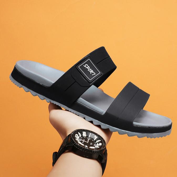 Trendy Slippers for Men Summer Breathable Slip Resistant Beach Resistant Wear-resistant Casual One-piece Sandals