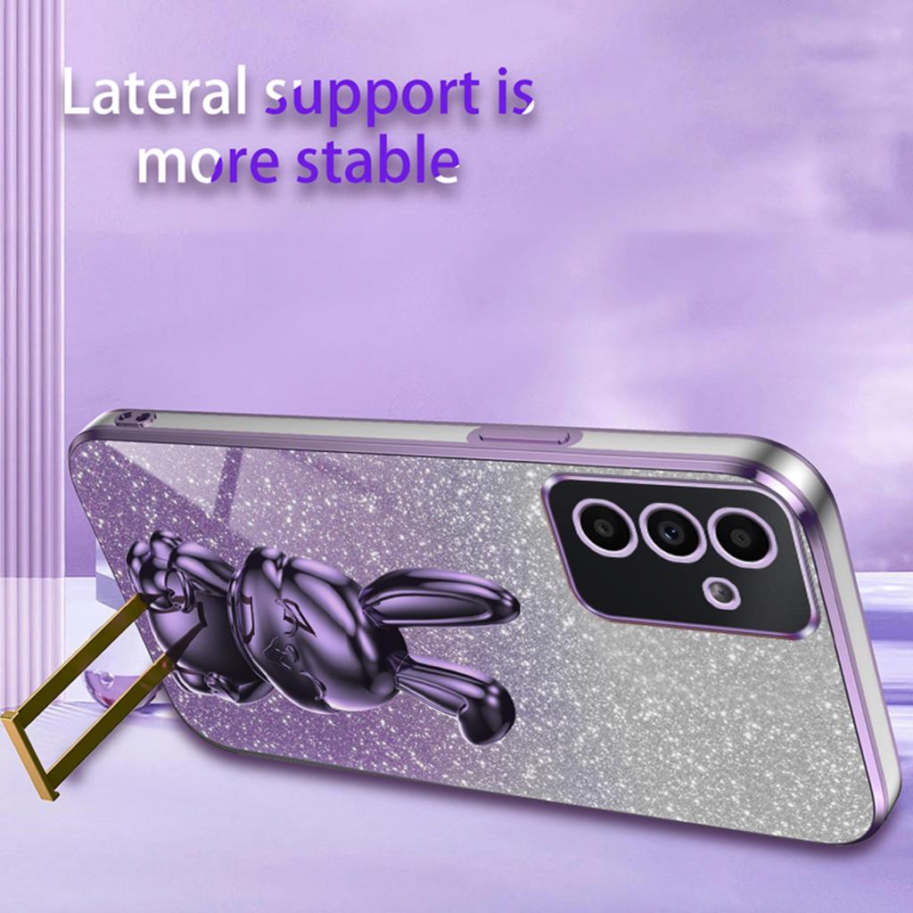 For Samsung Galaxy S24+ Case Pull-out Kickstand Electroplating PC+TPU Anti-scratch Phone Cover
