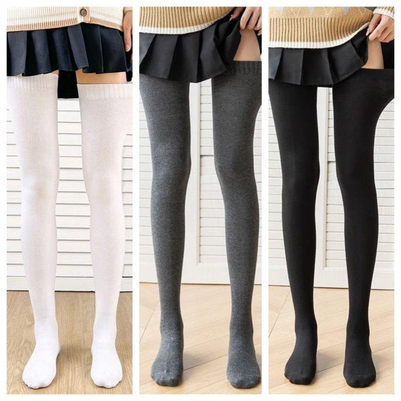 Plus-Size Fleece-Lined Non-Slip Thigh-High Socks for Women - Extra Thick, Over-the-Knee, Ideal for Autumn/Winter