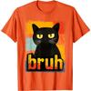 Bruh Grumpy Black Cat Meme Graphic TShirt Funny Retro Style Tee for Unisex Women