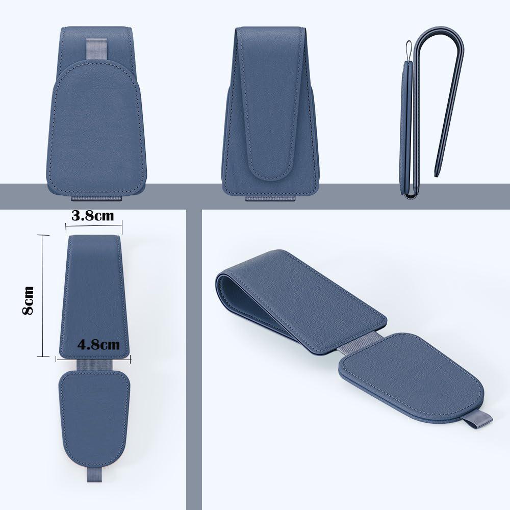 Glasses Holder Clip for Car Sunglass Holder, Storage Card Clip PU Leather Magnetic Sunglasses Clip for Car Visor