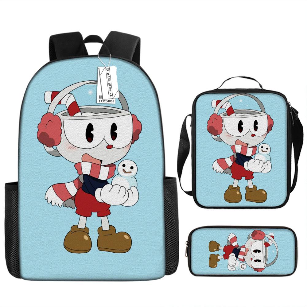 

Популярный новый рюкзак-портфель для студентов с головой чашки Cuphead, рюкзак для мальчиков, сумка-саше, пенал, водонепроницаемый Pencil case