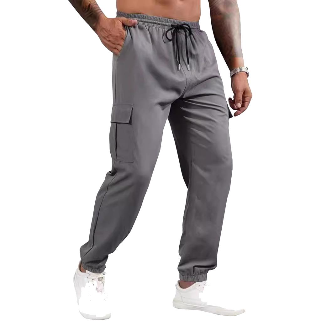 Men's Casual Multi,pocket Loose Straight,leg Workwear Trousers, Men's Outdoor Fitness Sports Trousers