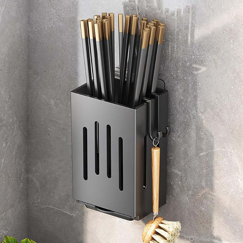 Multifunctional Kitchen Utensil Storage Rack Chopstick Draining Holder Wall-Mounted Freestanding Cutlery Tableware Organizer Box