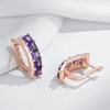 Shiny Square Purple Natural Zircon Drop Earrings For Women Trend  Rose Gold Color Bride Wedding Jewelry Best Gift