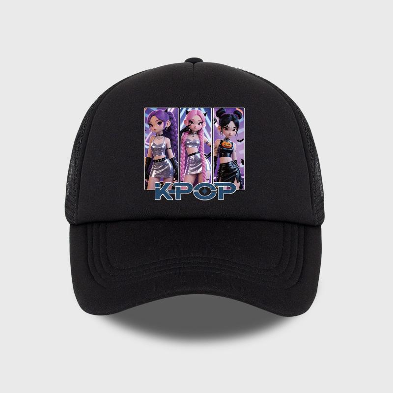 Berretto da Baseball a Rete per Ragazza Anime Cool K-Pop - Cappellino Regolabile con Fibbia - Cappello Unisex Stile Street K-Pop
