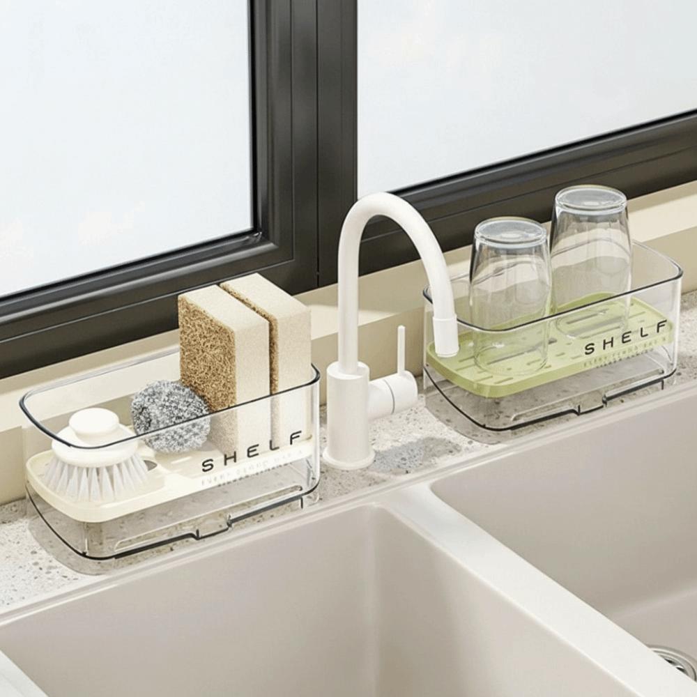 Transparent Kitchen Sink Rag Rack Space Saving Sponge Drain Rack  Kitchen Supplies