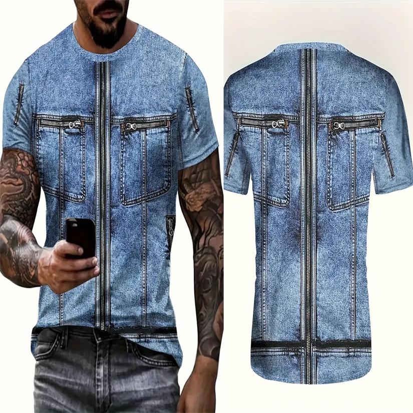Men's Skeleton Graphic T-shirts Funny 3D Fake Jacket Print Men Women Punk Street Style T shirt Casual Outdoor Youth Tees Y2k Top