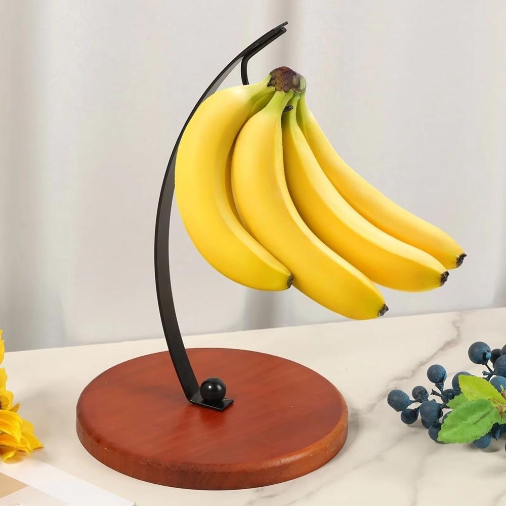 Draining Metal Banana Holder With Wood Base Fruit Storage Holder Creative Grape Stand  Home Use