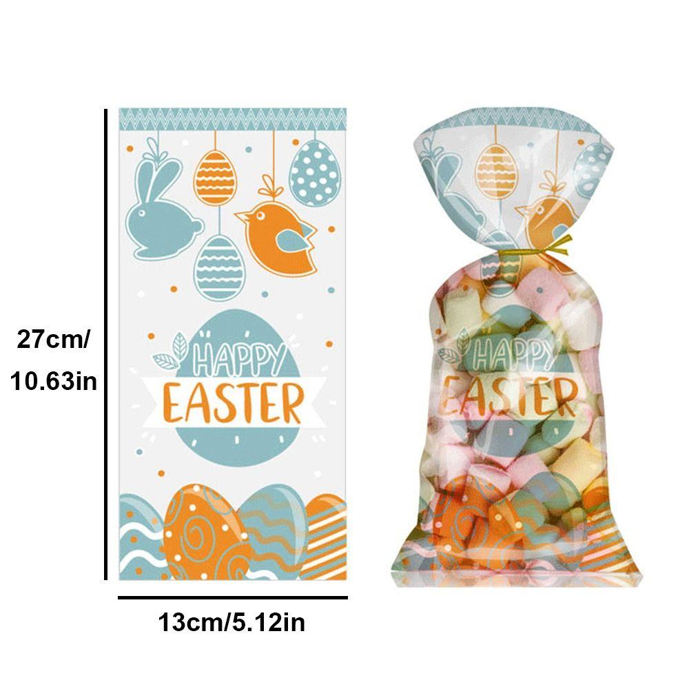 50PCS Happy Easter Biscuit Bags Egg Bunny Chick Gifts Box Easter Candy Bags Party Decoration