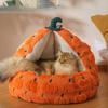 Pumpkin Cat Dog Bed Soft Warm Cat House Home Autumn and Winter Warm Semi Enclosed Design Pet Sofa Nest Cute Cat Accessories Gift
