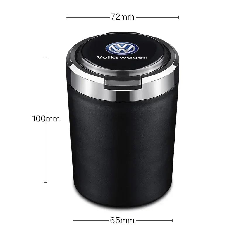 For VW New Car Cigarette Ashtray Cup With Lid With LED Light Portable Detachable Vehicle Ashtray For Volkswagen CC R-Line GTI