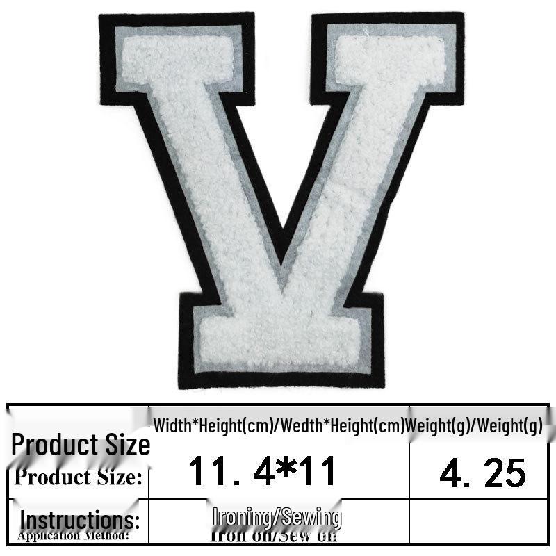 

11,4 см Белая шенильная термоаппликация в виде буквы и цифры для курток и униформы