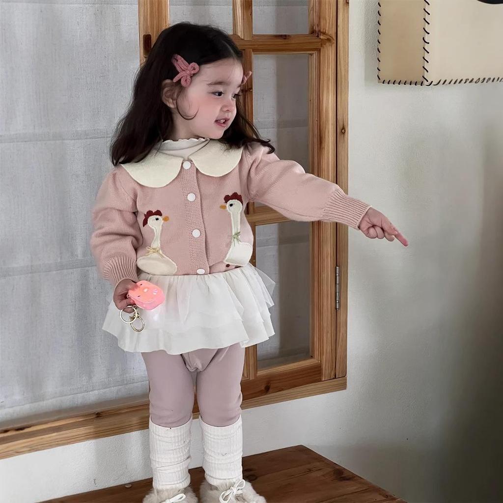 Girls' Winter Sweater and Fleece-Lined Leggings Set - Korean Style