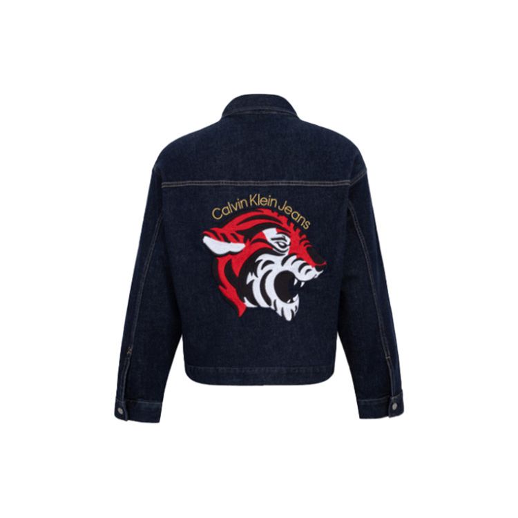 Calvin Klein Tiger Embroidered Denim Jacket Men Jackets Dark-Blue J319942-1BJ
