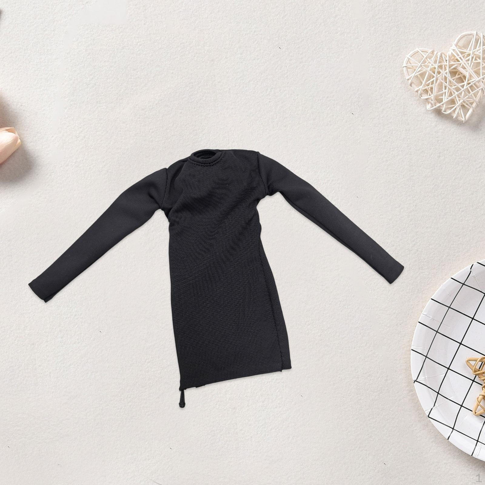 

1/6 Scale Doll Clothing for 12 Inch Action Figure Short Sleeve Outfit with Zipper чёрный