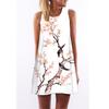 European Station European and American New Retro Digital Printing Round Neck Hot-selling Off-the-shoulder Medium and Long Vest Dress