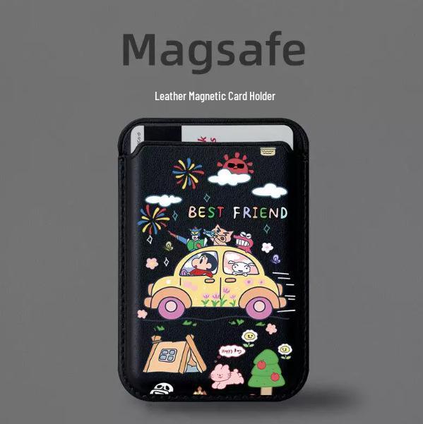 Compact Magnetic Leather Card Holder for Apple MAGsafe Case