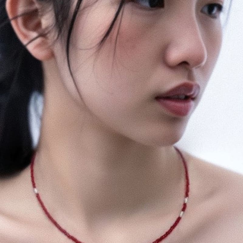 

standingfish silver point necklace(wine) 38cm + 5cm