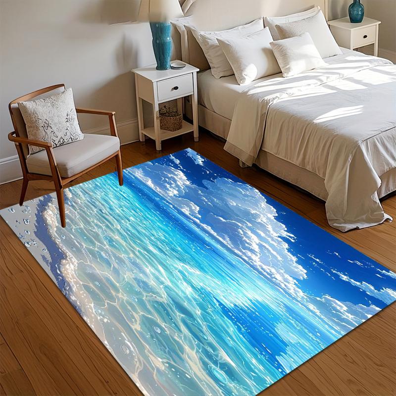 

Turquoise Ocean Area Rugs Non-Slip Washable Carpet for Living Room Bedroom & Coastal Patio Durable Floor Mat & Rug Home Alfombra 40x60CM