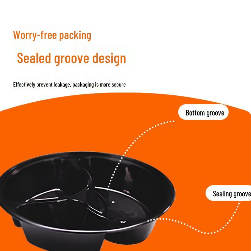 WEISHENG 1000ml Round 3-Compartment Disposable Takeout Food Containers (150 pcs)