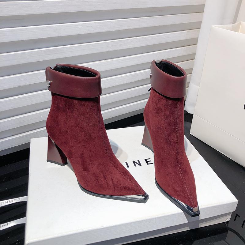 Designer Women High Heel Modern Ankle Boots Fashion Pointed Toe Leopard Short Booties Autumn Winter Women's Casual Shoes