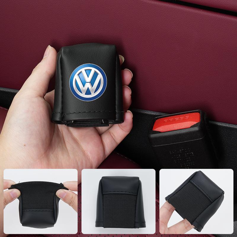 Car Front Fully Wrapped Leather Seatbelt Base Cover Buckle Protector For VW Scirocco Jetta Beetle Golf Passat Polo Tiguan Sharan Zk0