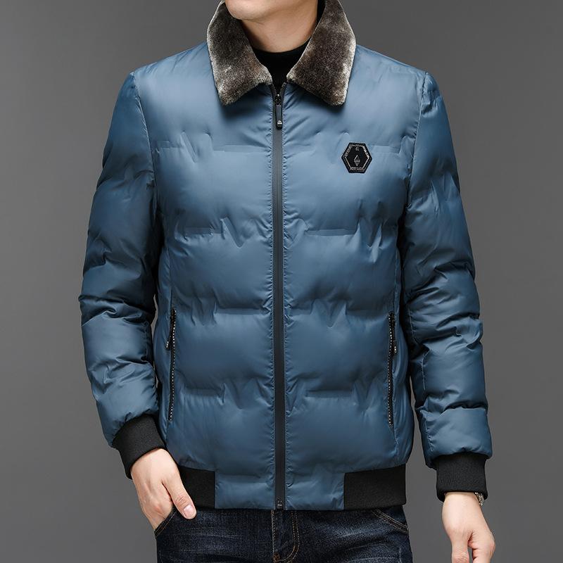 Herren-Baumwolljacke, neue hochwertige, modische, einfache und reine Farbe, verdickte, kältebeständige Daunenjacke, Winter