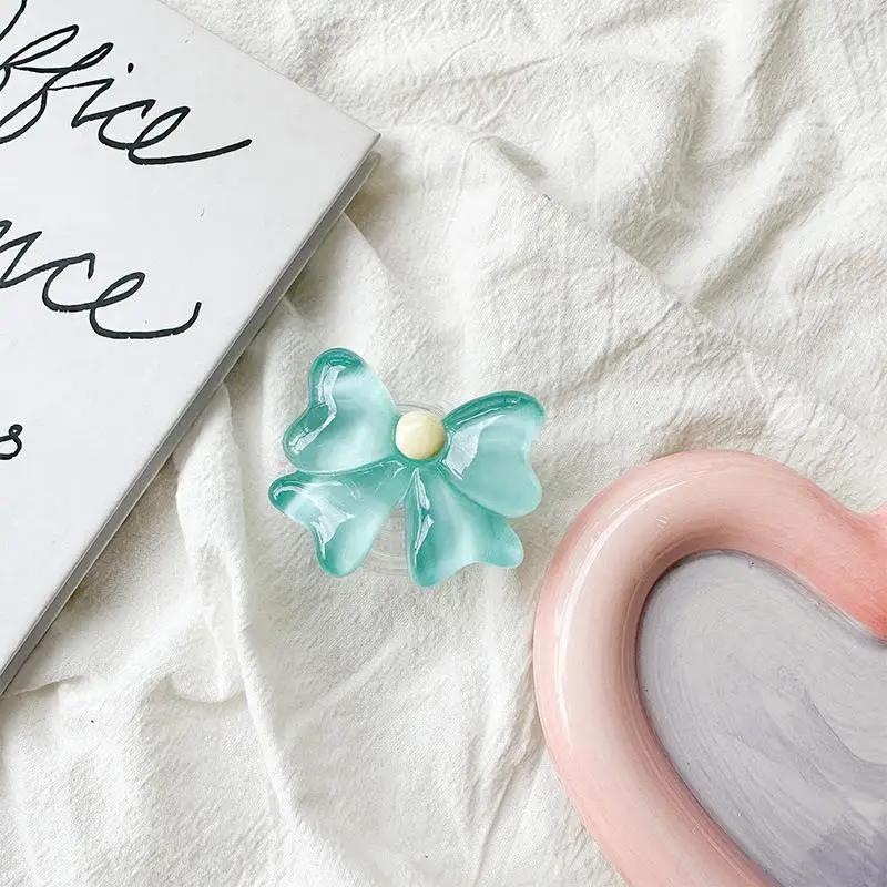 3D Niedlicher transparenter Blumenbogen-Fingerring-Griptok-Telefonhalter für iPhone-Stützbuchse Pocket Grip Tok-Ständerhalterung