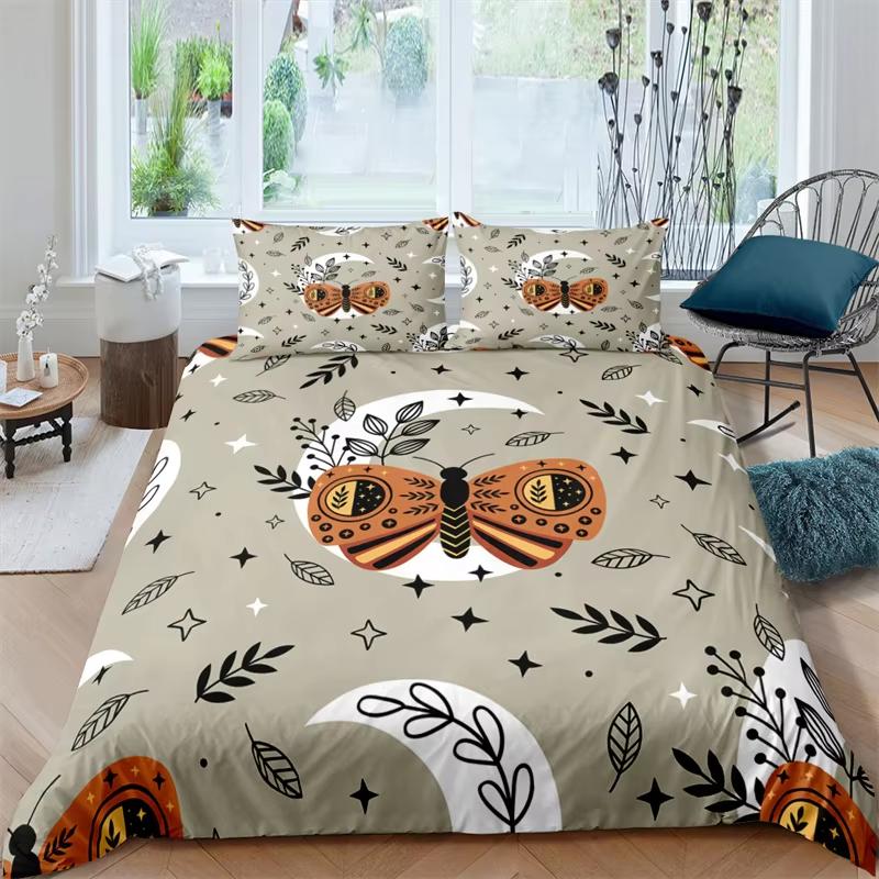 Sun And Moon Duvet Cover Moth Sugar Skull Bedding Set Microfiber Butterfly Snake Animal Quilt Cover Weed Plants Bedspreads Cover