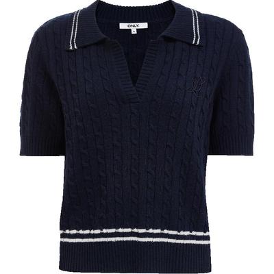 Women's Polo Collar Wool Blend Short Sleeve Knit Top