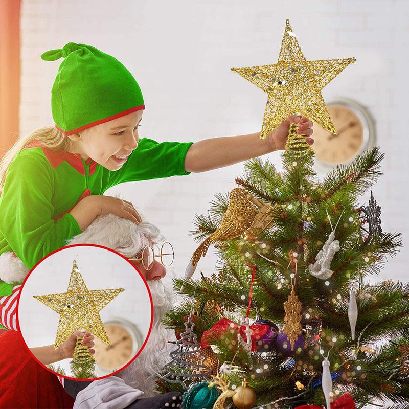 Estrella superior del árbol de Navidad del brillo con las luces LED adorno brillante de la copa del árbol de Navidad para la decoración del festival de Navidad del hogar