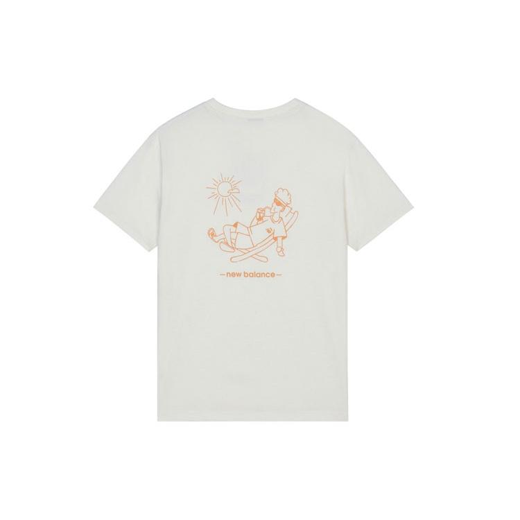 New Balance Men s New Balance Back Printing Sports Round Neck Short Sleeve White AMT13350-IV XL