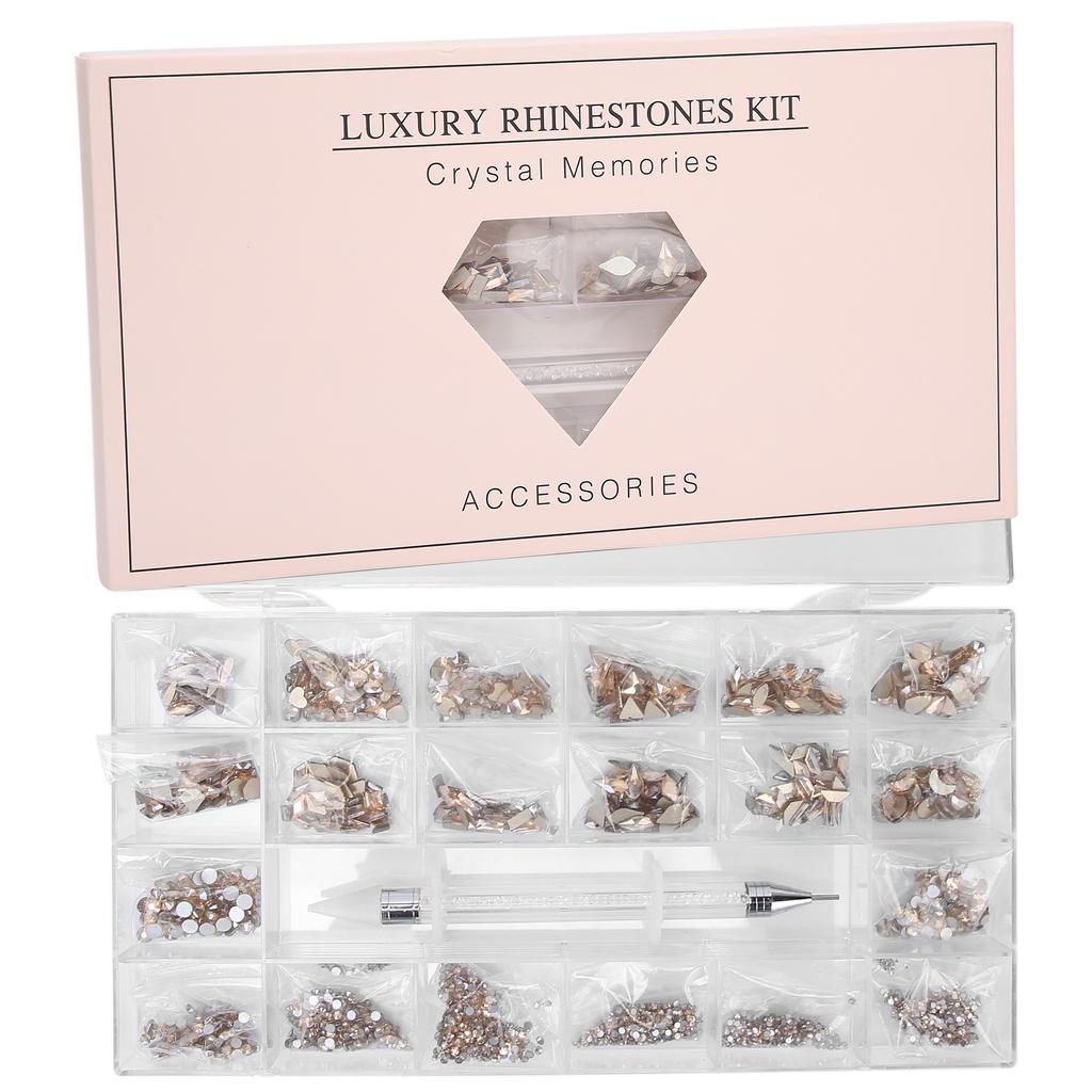 600+2500pcs DIY Nail Art Decoration Glass Stone Flatback Picker Dotting Pen Set for Salon
