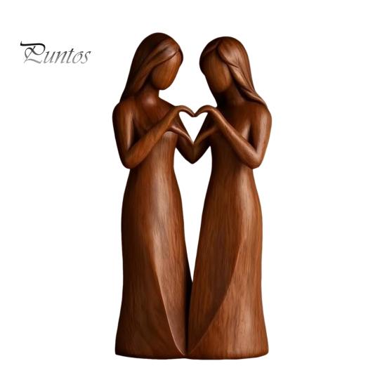Creative Living Room Displays Sisterhood Wooden Figurine, Handcrafted Friendship Sculpture for Meaningful Keepsakes Bedroom Tabletop Ornament,