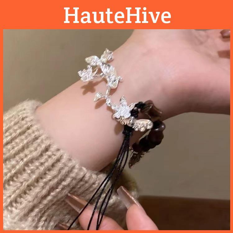 Pendant Butterfly Exotic Bracelet Handwoven From Alloy With Ethnic Flair For Women