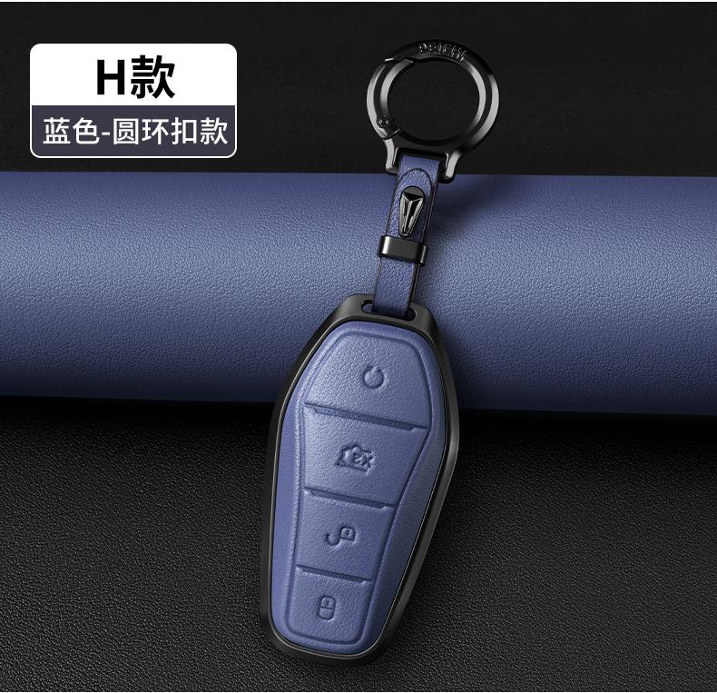 Metal Leather Car Remote Key Case Cover Holder Shell Fob for BYD Han EV Qin Plus Dmi Song Pro Yuan Max Tang Dmi Dolphin E2 E3 D