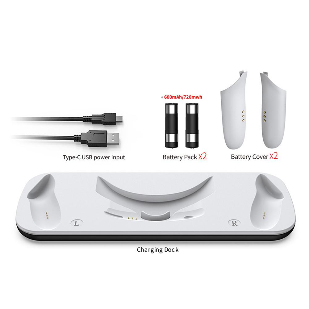 VR Headset Controller Charging Dock Helmet Fast Charging Base with LED Indicator with 2 Rechargeable Batteries for Meta Quest 3