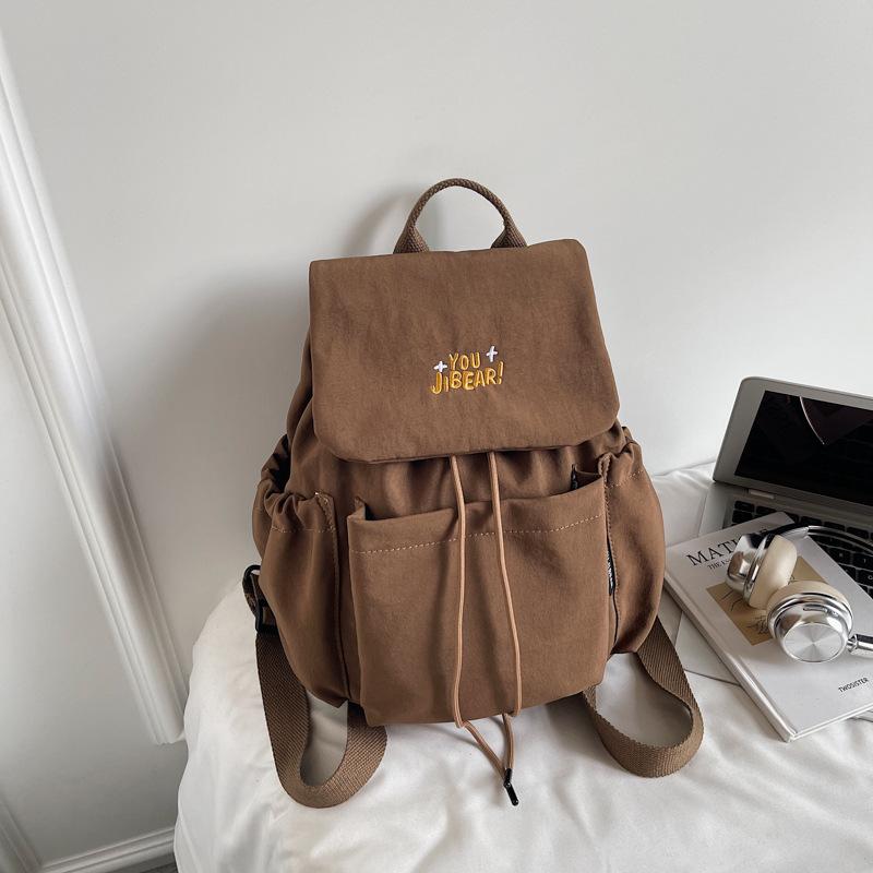 

Vintage Nylon Multi-pocket Drawstring Backpack Women s Small Fashionable All-matching Commuter 27x17x31