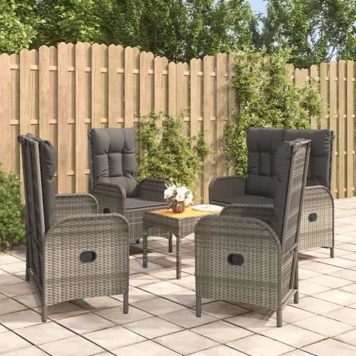 VidaXL 5-piece Garden Dining Set with Cushions Grey 3185087