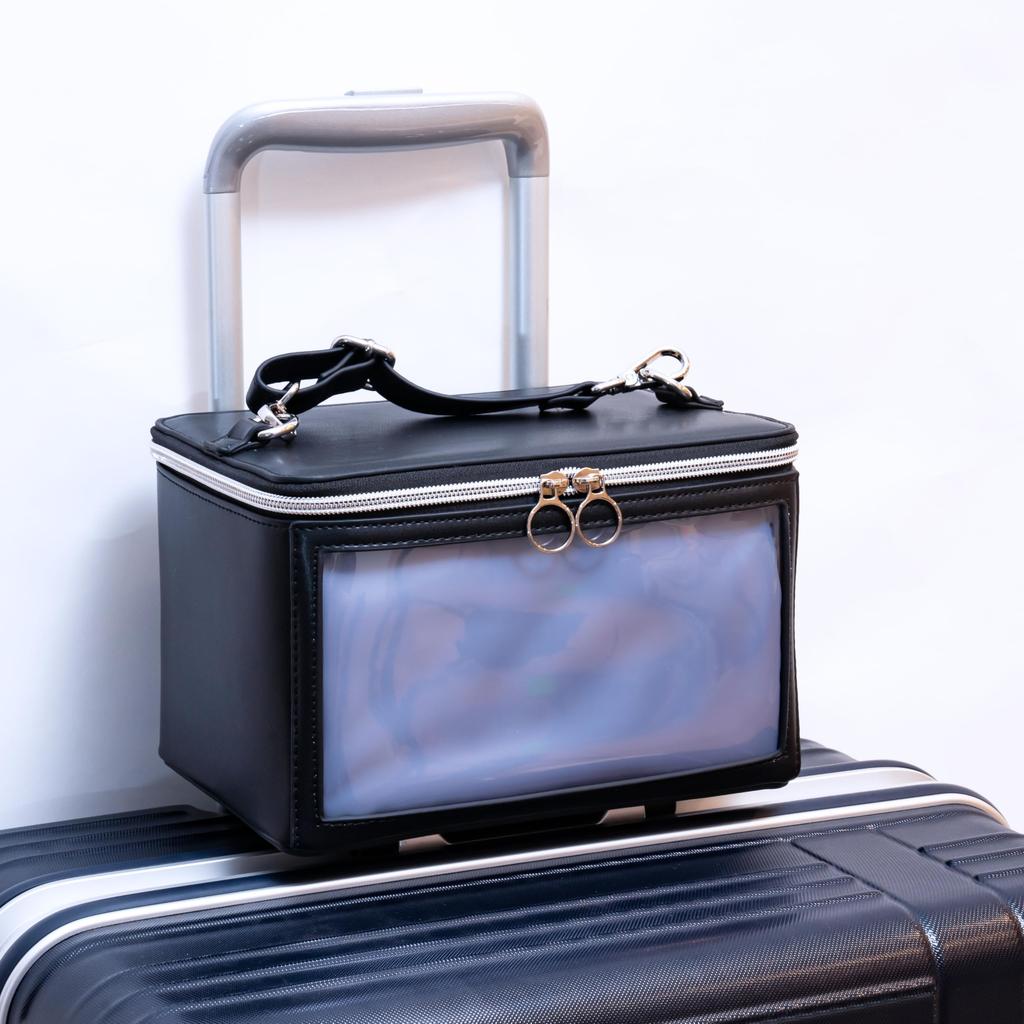 OZaKKa Makeup Simple Black Perfect for Ita Plush and Merchandise Storage Carry-on Box, Model, (Renewed Model) - Oshikatsu, Bag, Makeup, Cosmetics,