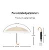 Bamboo Handle Two-Fold Umbrella - Lightweight Black UV Protection and Sunscreen Parasol