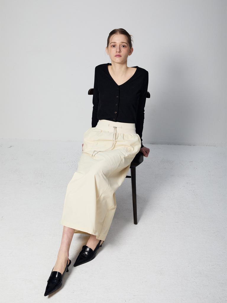 RENNESMIA Elastic Slit Skirt_Cream