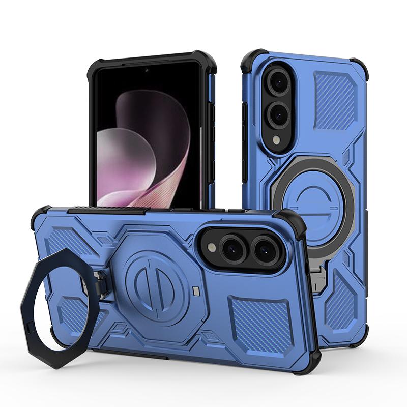 KEYSION Shockproof Magnetic Case for Samsung S25 Ultra 5G S25+Plus Upright Live Metal Ring Stand Phone Cover for Galaxy S25 Edge