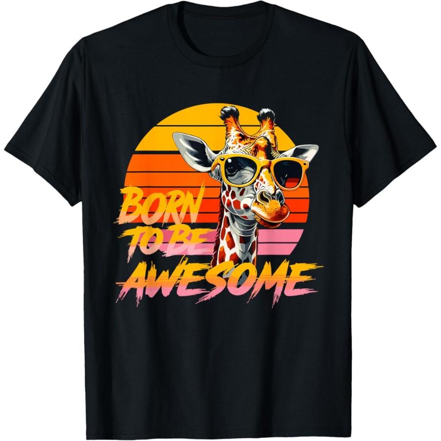 Рожден быть потрясающим Футболка с жирафом _ Винтажная футболка с жирафом на закате S