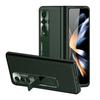 Leather Folding Case For Samsung Galaxy Z Fold 4 5g Hinge Protection Case With Magnetic Holder &Tempered Glass Slim Shockproof