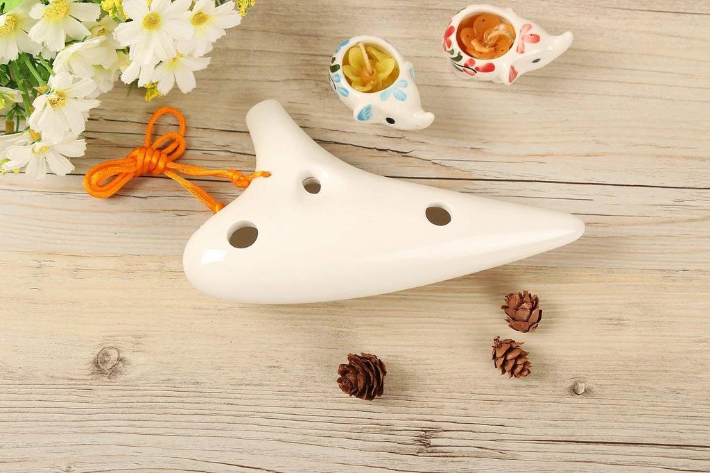 TNG Ocarina Musikkinstrument Enkel Finish Høy Klasse C Tone AC Chart Ocarina Wind Wind Glaze Finish Blomstermønster [12 hull/Alto/Glaze